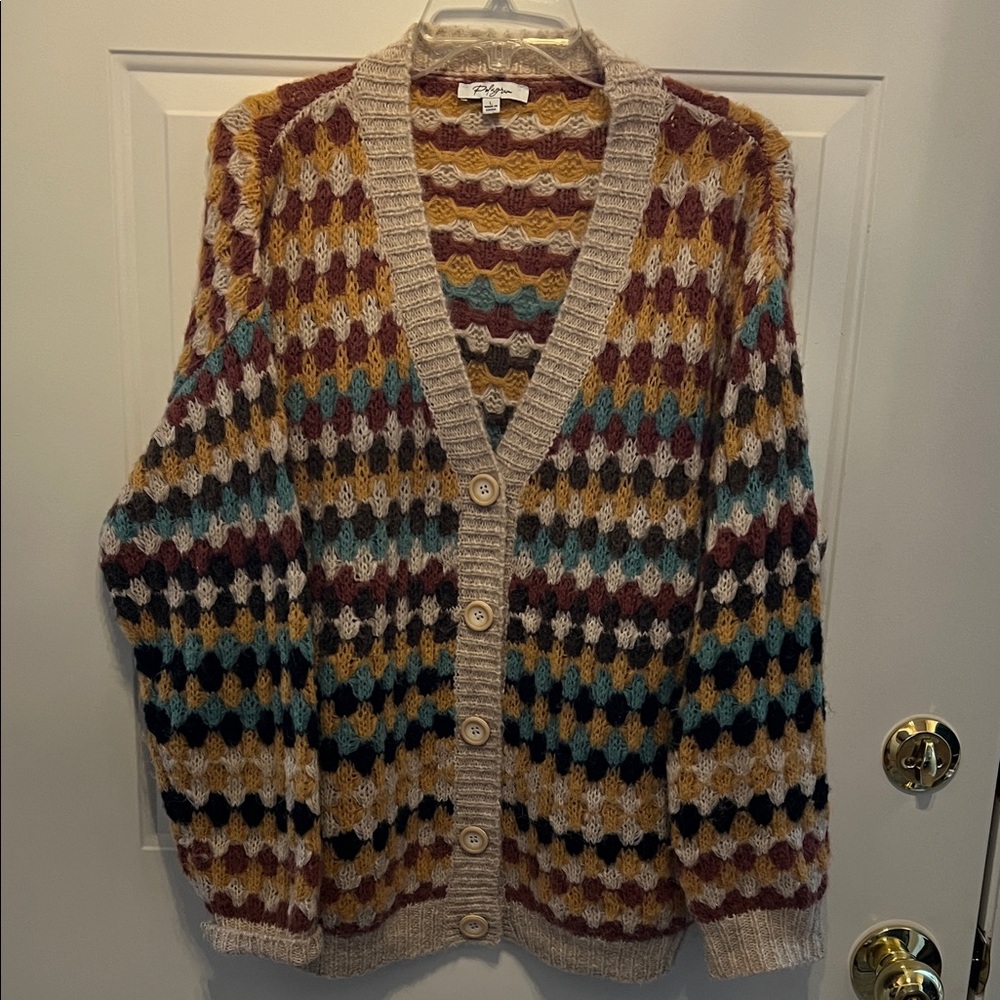 Polagram Multicolor Geometric Cardigan Sweater